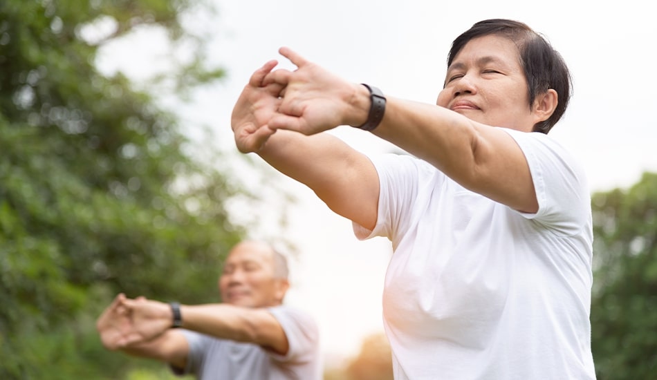 old woman does sports